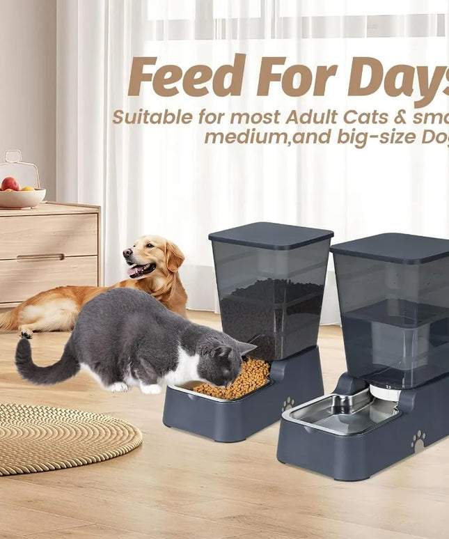 Automatic 5.4L 1.4Gal Pet Waterer with Gravity Feed System for Cats and Medium to Large Dogs Stainless Steel Durable Water Disp