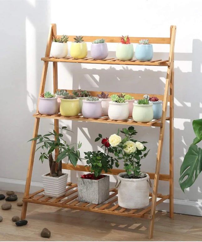 3 Tier Bamboo Flower Plant Pot Shelf Stand Display Ladder Garden Rack Holder Storage Indoor Outdoor