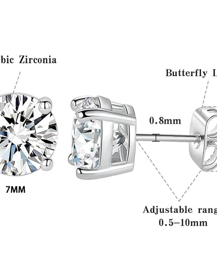 925 silver, moissanite stud earrings, men's earrings, women's earrings, set with 6/7/8mm moissanite, simple and small style, sui
