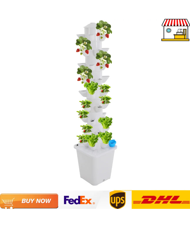 45-Holes Hydroponic Garden Vertical Tower| Hidroponia Growing System Vegetable Planter for Balcony Garden Greenhouse