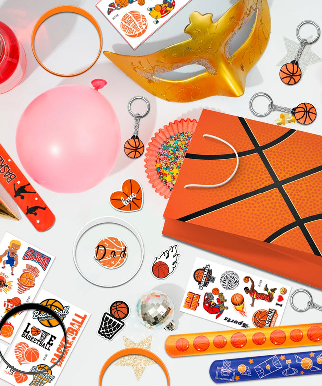 Basketball Party Favors,122pcs Basketball Themed Birthday Party Favors - Basketball Party Keychain Gift Bags Slap Bracelets