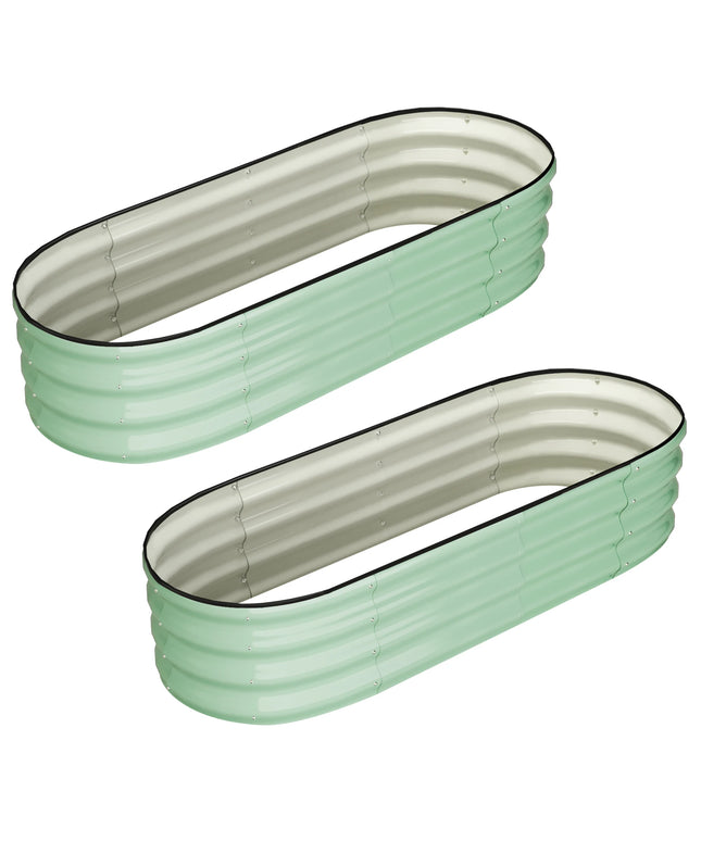 2 Pcs 4.5x2x1ft Oval Raised Garden Bed, Galvanized Raised Beds,Open-Ended Base Metal Raised Planter Beds,Garden Bed Outdoor