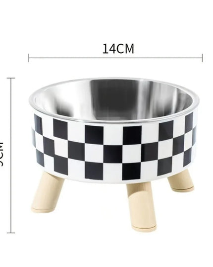 1pcsElevated stainless steel cat bowl with neck protection design - anti slip, anti pointed feeding tray for cats, cat food bowl