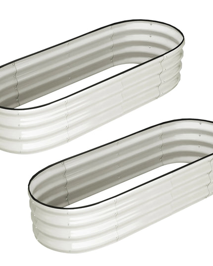 2 Pcs 4.5x2x1ft Oval Raised Garden Bed, Galvanized Raised Beds,Open-Ended Base Metal Raised Planter Beds,Garden Bed Outdoor