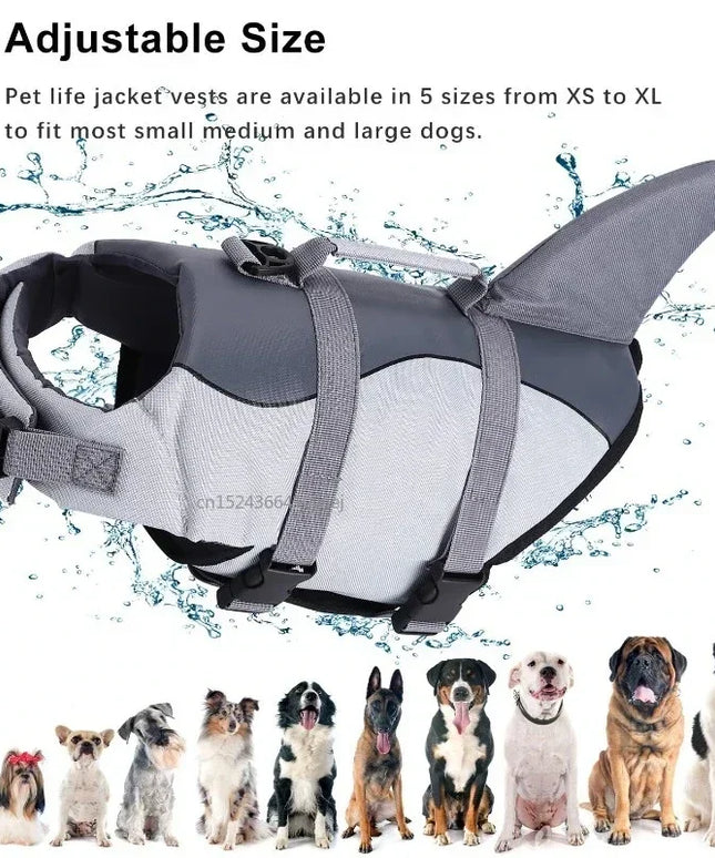 Shark Dog Life Jacket Enhanced Buoyancy Small Dogs Swimming Clothes Safety Vest with Handle for Medium Large Dogs Surfing