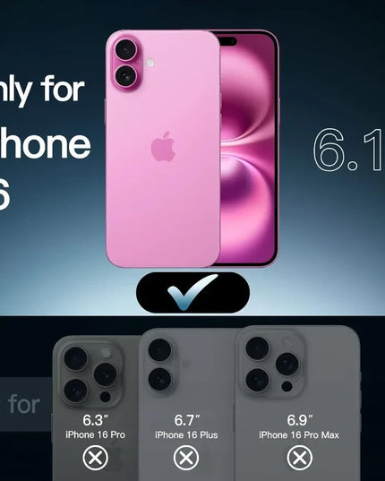 h Case for iPhone 16 6.1Inch NonYellowing Shockproof Phone Bumper Cover AntiScratch Clear Back Pink