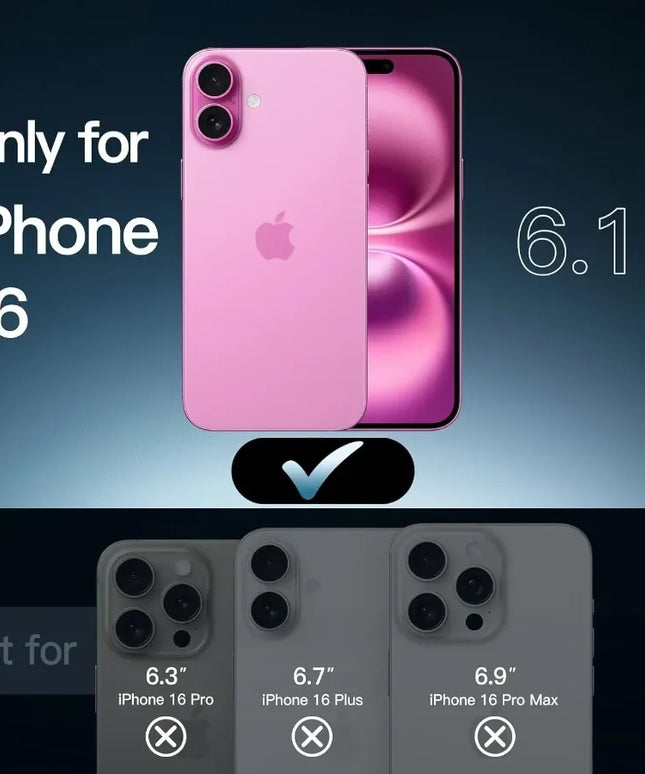 h Case for iPhone 16 6.1Inch NonYellowing Shockproof Phone Bumper Cover AntiScratch Clear Back Pink