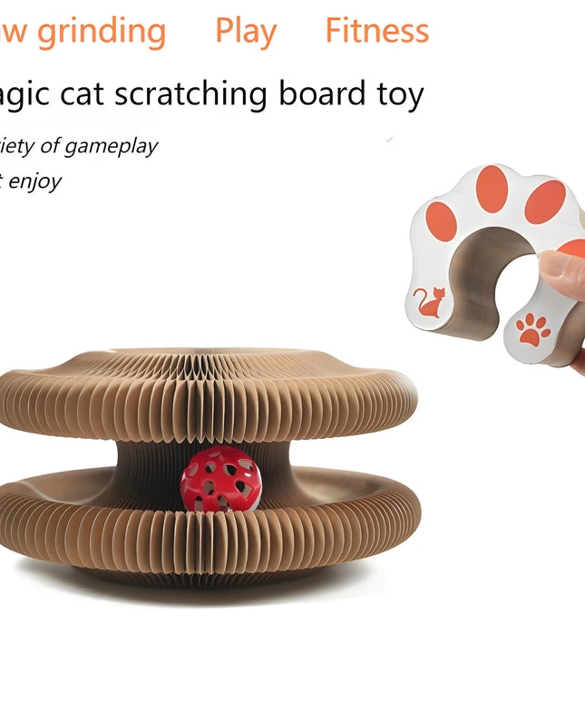 Cat Scratching Board with Bell – Corrugated Paper Toy, Durable Scratch Pad for Cats, Interactive Play & Stress Relief