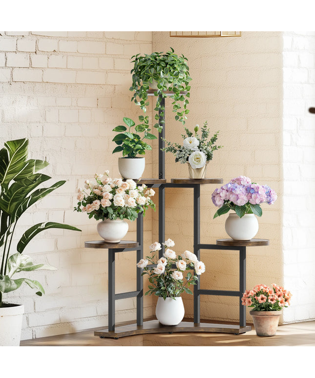 6 Tiered Corner Plant Display Rack Stand Tall Flower Shelf for Living Room Balcony Garden