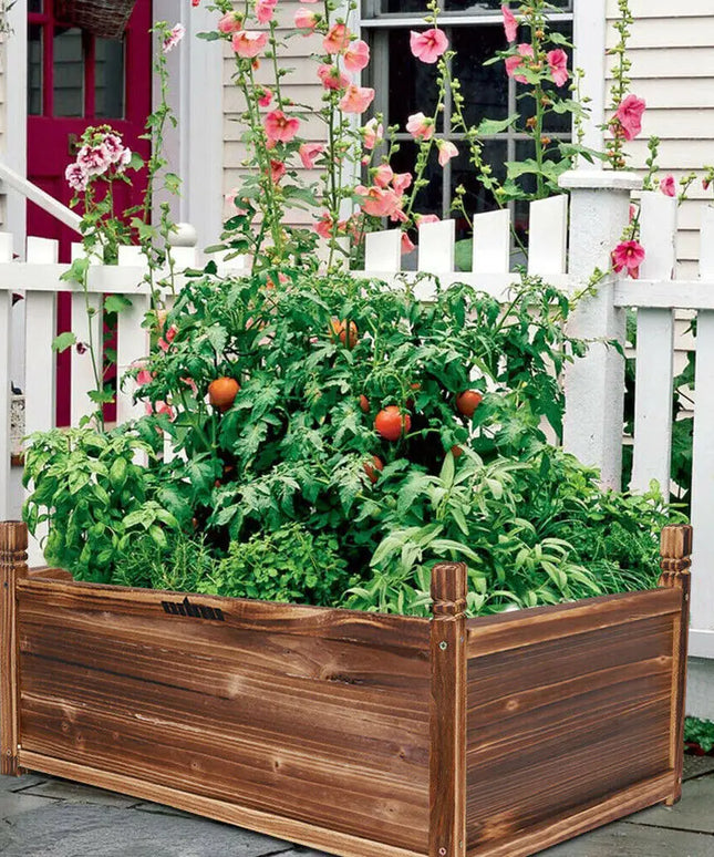 Wood Planter Box Outdoor Raised Planter Beds Garden Large Patio Containers for Flowers Vegetables
