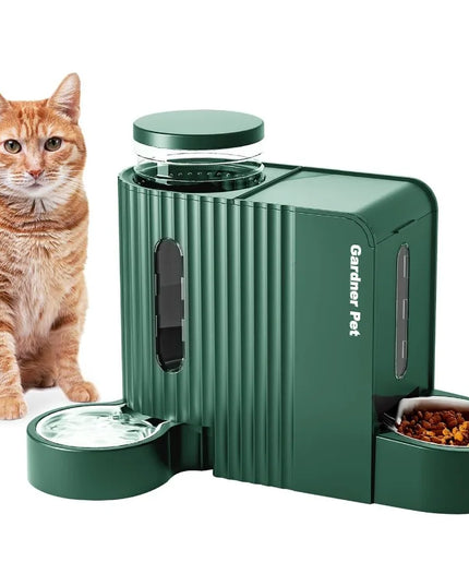 Automatic Gravity Cat Food Feeder and Water Dispenser Stainless Steel TwoinOne Set Large Capacity for Pets Dogs Puppies Kittens