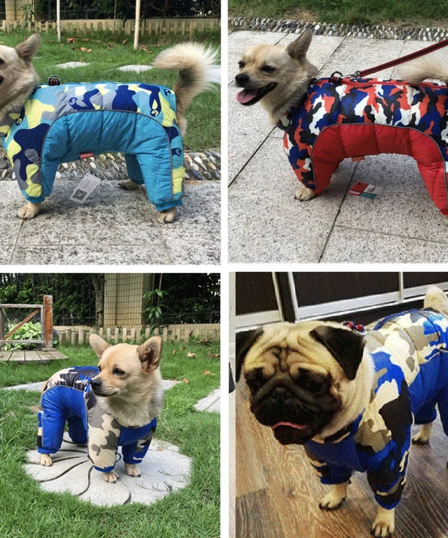 Fullbody Small Dog Coat Warm Fleece Puppy Jacket Dog Winter 4-Leg Puffer Coat Reflective Turtleneck Dog Snow Jacket Snowsuit