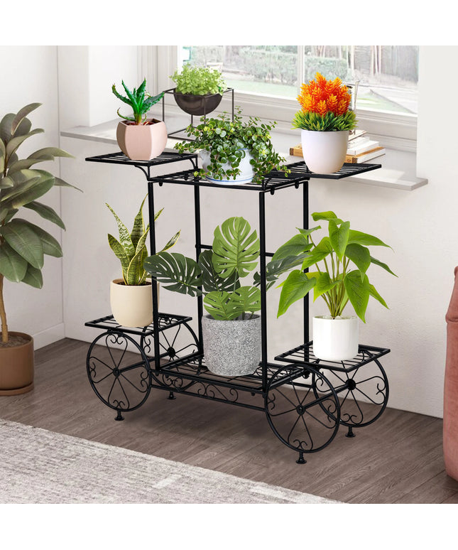 Large Metal Plant Stand Indoor 6 Tier Garden Cart Plant Holder Wrought Iron Plants Display Shelf Rack Outdoor Decorating Garden