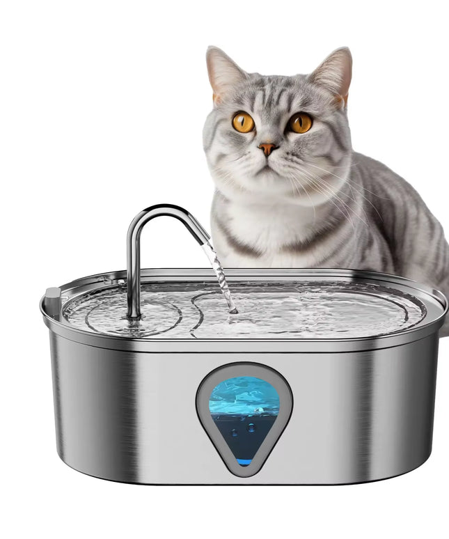 3.5L large capacity pet water dispenser automatic stainless steel cat water fountain with LED Lighting