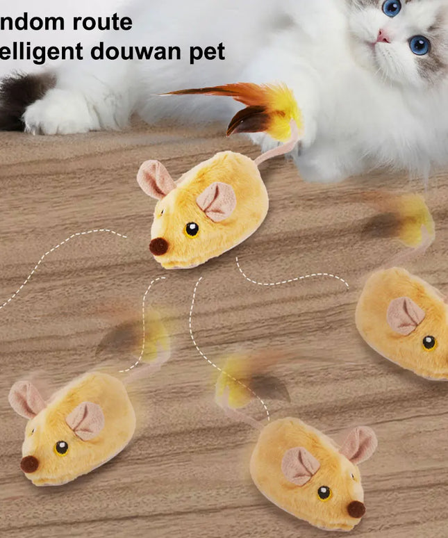 Mouse Moving Cat Toys Electronic Squeaky Cat Toys Moving Cat Mouse Toy for Kitten Indoor/Outdoor Exercise