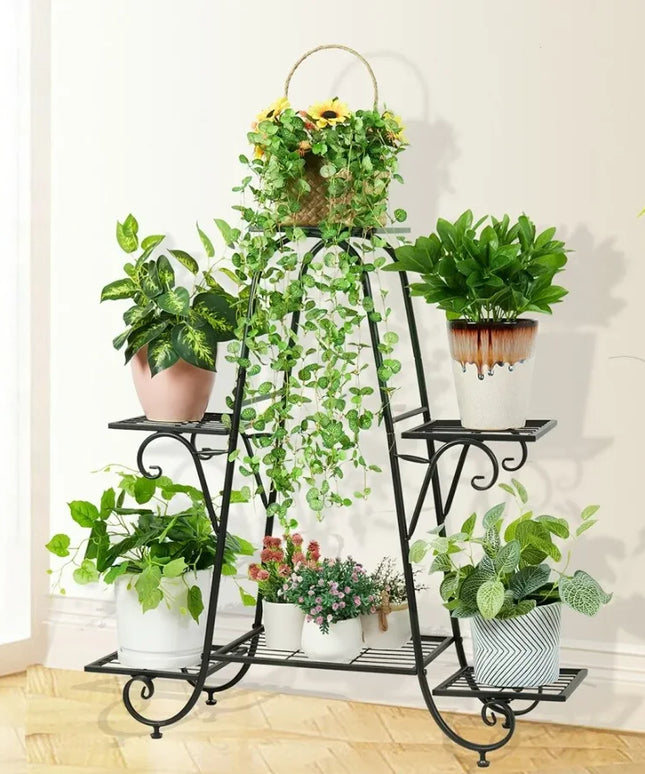 Metal Plant Pot Stand Indoor Outdoor Plant Display Rack Garden Shelf Flower Stands Tiered Plants Holder