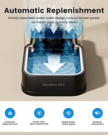 Automatic Dog Water Dispenser with Gravity Feeding System and Stainless Steel Bowl for Large Pets 6.5L HighCapacity BPAFree Wat