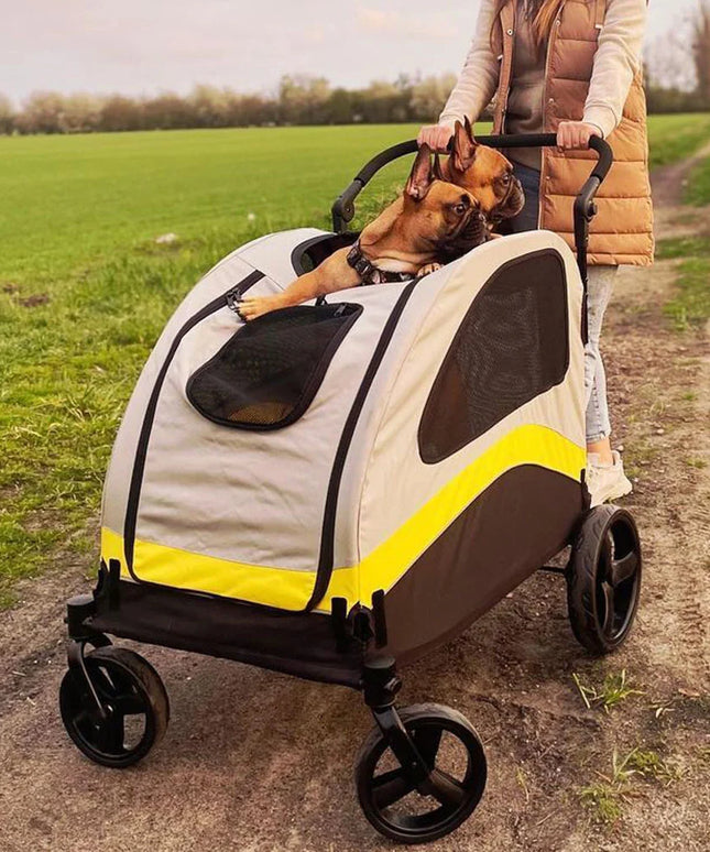 Premium Dog Stroller Pram 4 Wheel Foldable Cart Travel Walk Pet Jogger Wagon for Small Medium Large Dogs