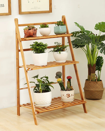 3 Tier Bamboo Flower Plant Pot Shelf Stand Display Ladder Garden Rack Holder Storage Indoor Outdoor