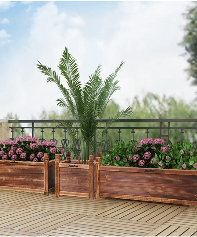 Wooden Raised Flower Bed Indoor Outdoor Vegetable Herb Planter Pot Garden Bed Flower Display