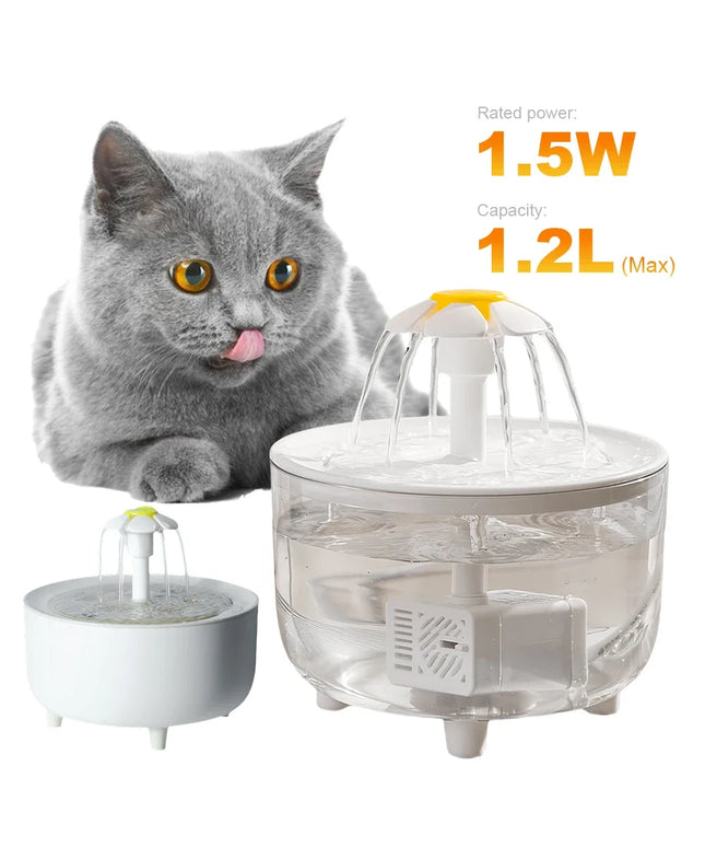 1200ml Electric Mute Automatic Cat Water Fountain with USB Filtering for Clean and Fresh Drinking Experience