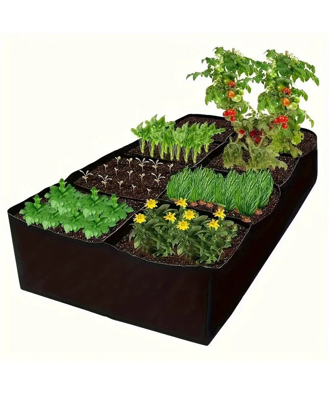 Garden Bed, 128 Gallon 8 Grids Plant Grow Bags, 3x6FT Breathable Planter Raised Beds For Growing Vegetables Potatoes Flowers