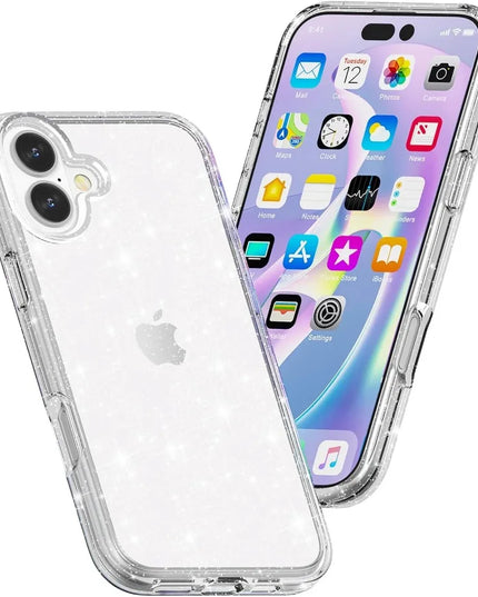 TENOC Phone Case Compatible with iPhone 16 Glitter Case Clear Sparkling Protective Bumper Cute Cover for Girls Women