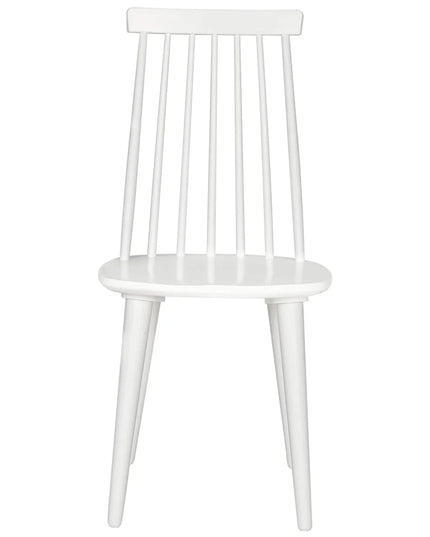 Contemporary Windsor Dining Chair Set of 2 Rubber Wood Armless Indoor Furniture Durable White Finish Easy Assembly