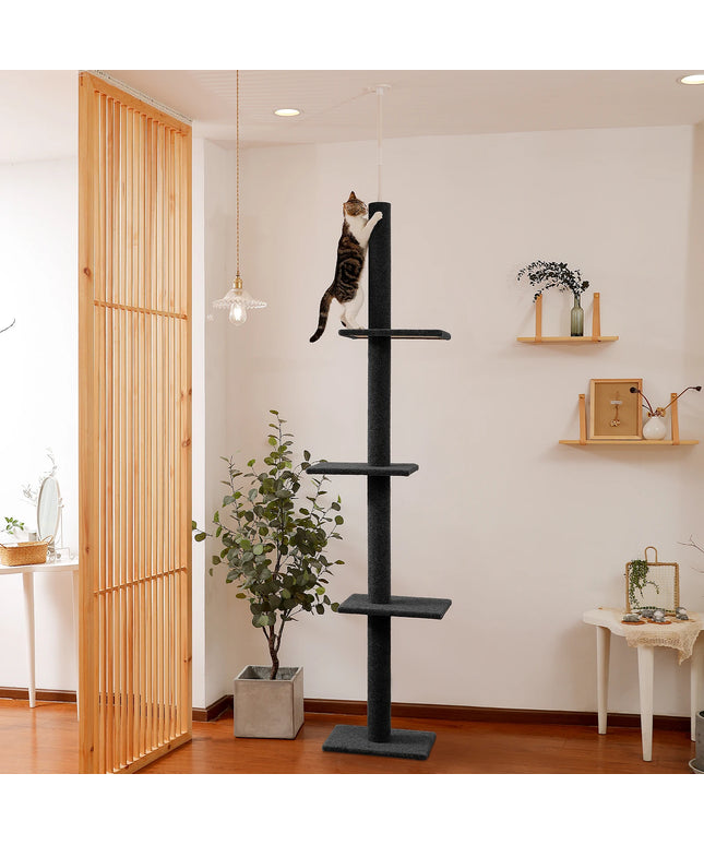 Adjustable Height Cat Tree for Indoor, Floor to Ceiling Cat Tower with Scratching Posts, Cat Scratcher Furniture, Kitten Toys