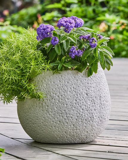 Durable 13 Inch Resin Moon Planter Weatherproof Outdoor Decor with Drainage Holes Unique Round Garden Planter Magical Design
