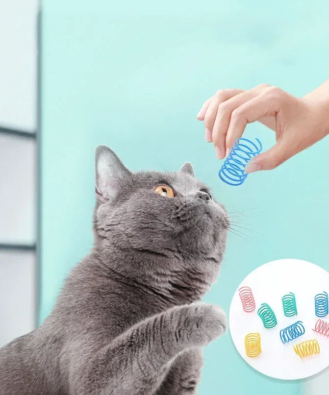 20pcs Cat Spring Toys Plastic Colorful Coil Spiral Springs Cat Toy Kitten Playing Interactive Toys Pet Accessories Set Favor Toy