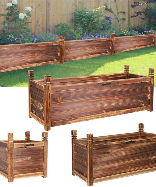 Wooden Raised Flower Bed Indoor Outdoor Vegetable Herb Planter Pot Garden Bed Flower Display