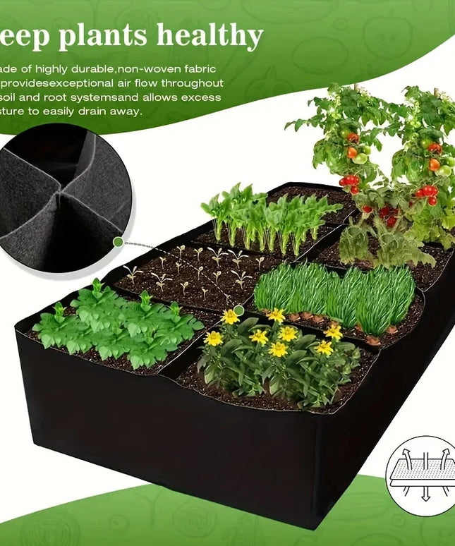 Garden Bed, 128 Gallon 8 Grids Plant Grow Bags, 3x6FT Breathable Planter Raised Beds For Growing Vegetables Potatoes Flowers