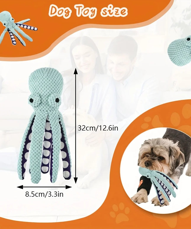 2pcs Octopus Shape Plush Dog Toy,Squeaky Pet Toys,Bite Resistant Teeth Cleaning Durable Chew Toy for Puppy Dogs
