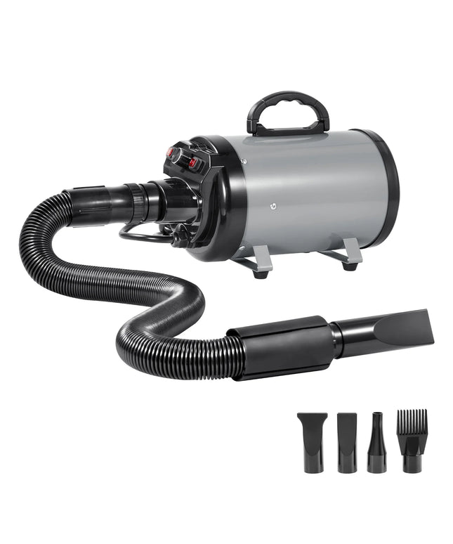 SucceBuy 2000W/2.7HP Dog Blow Dryer Adjustable Speed Temperature Control with 4 Nozzle and Extendable Hose for Pet Hair Grooming