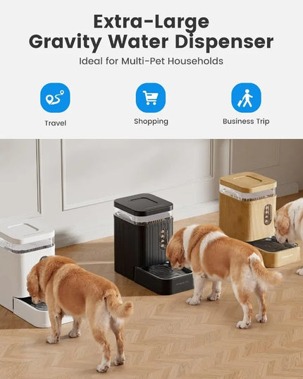 Automatic Dog Water Dispenser with Gravity Feeding System and Stainless Steel Bowl for Large Pets 6.5L HighCapacity BPAFree Wat