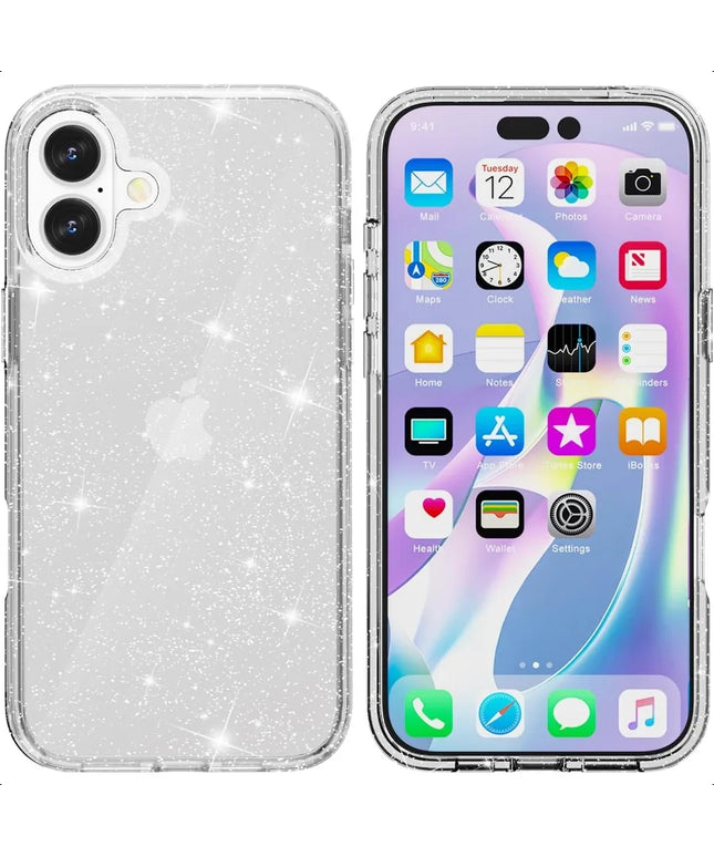 TENOC Phone Case Compatible with iPhone 16 Glitter Case Clear Sparkling Protective Bumper Cute Cover for Girls Women
