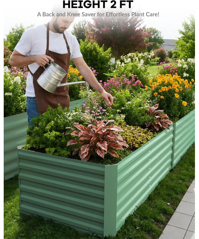 6x3x2 8x4x2ft Galvanized Raised Garden Bed Deep Root Planter Box for Vegetables Flowers Herbs-Large Metal Raised Garden Bed Kit