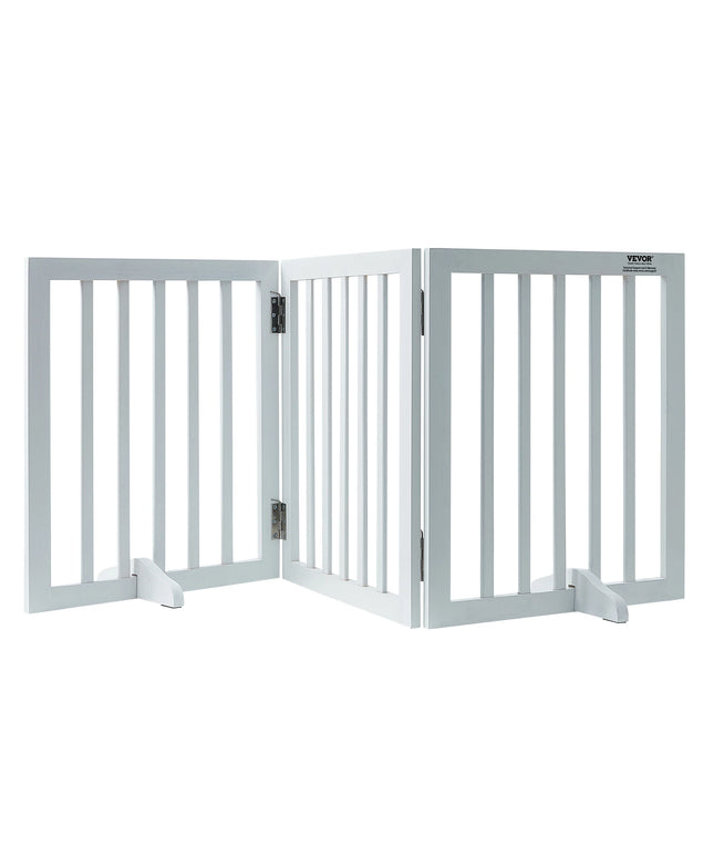SucceBuy Free Standing Dog Gate Freestanding Pet Gate 3 Panels Foldable Dog Gate for Narrow Passageways Expandable Dog Barrier