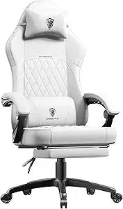 Gaming Chair with Pocket Spring Cushion, Ergonomic Computer Chair with Massage Lumbar and Footrest for Adults, High Back Game C