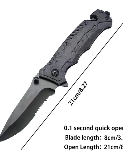 Multi functional outdoor camping knife with safety lock, foldable blade and sharp pocket tactical knife, suitable for fishing