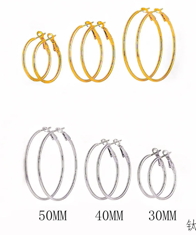 6pair /set Smooth Open Women Men Hoop Earrings Stainless Steel Ears Jewelry Accessories, Birthday Gifts. Party Gifts