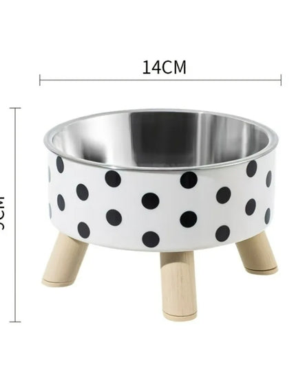 1pcsElevated stainless steel cat bowl with neck protection design - anti slip, anti pointed feeding tray for cats, cat food bowl