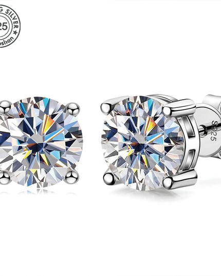 925 silver, moissanite stud earrings, men's earrings, women's earrings, set with 6/7/8mm moissanite, simple and small style, sui