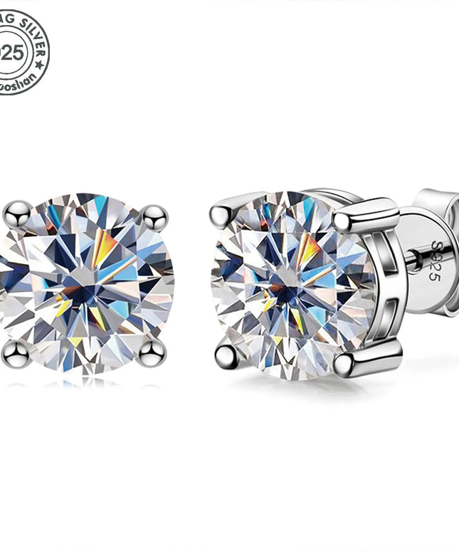925 silver, moissanite stud earrings, men's earrings, women's earrings, set with 6/7/8mm moissanite, simple and small style, sui
