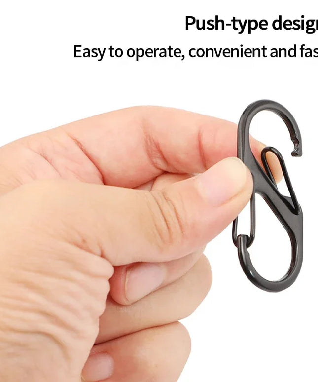 10Pcs S Type Carabiner Set Edc Survival Double Headed Keychains Clip Anti-Theft Outdoor Camping Backpack Buckle Equipment