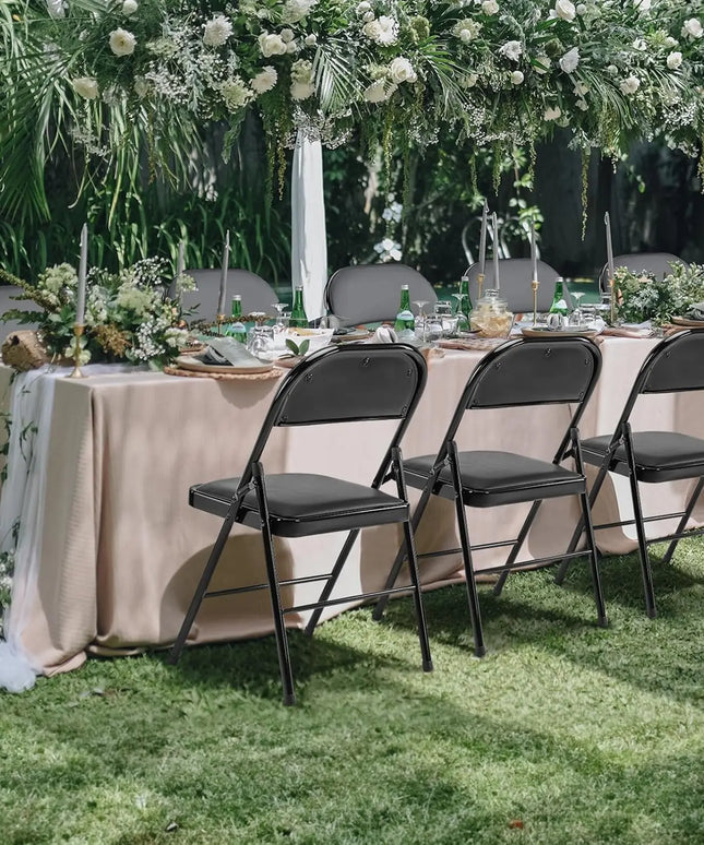 Folding Chair 12 Pack, Leather Padded Folding Chairs, Sturdy Metal Foldable Chairs, Easy to Use and Store, Outdoor and Indoor