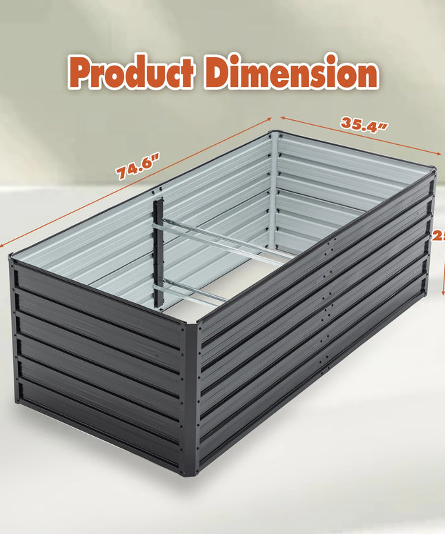 6x3x2 FT Metal Raised Garden Bed, Outdoor, Reinforced, Galvanized, Rustproof, Colored Steel Planter Boxes for Vegetables