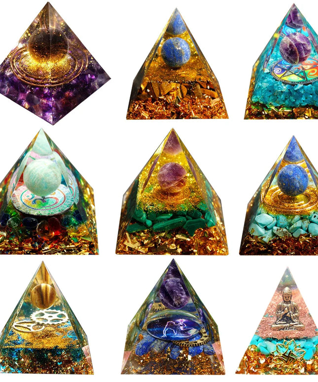 Natural Stone Crystal Orgonite Pyramid Healing Stone Chakra Reiki Home Office Decoration Gift Outdoor Garden Party Decor