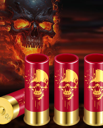 4pcs Skull Shot Glasses, 1.5oz - Reusable, High-Quality Plastic Bullet Cups For Whiskey, Cocktails & Wine, Perfect For Bars, Parties & Gifts